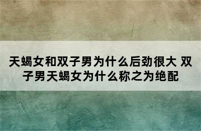 天蝎女和双子男为什么后劲很大 双子男天蝎女为什么称之为绝配